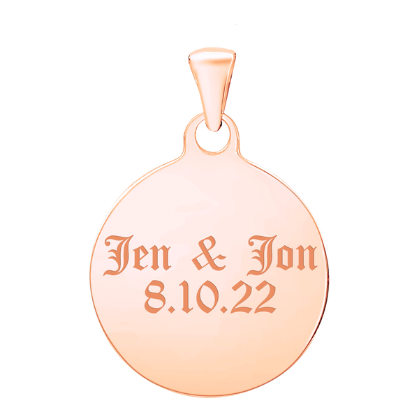 Sterling Silver 18K Rose Gold Finish Round Disc Charm With Optional Engraving (.030" thickness)
