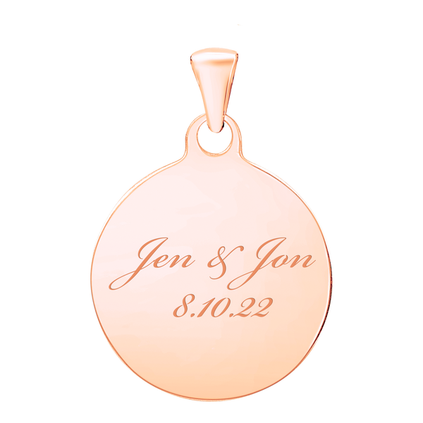 Sterling Silver 18K Rose Gold Finish Round Disc Charm With Optional Engraving (.030" thickness)