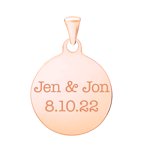 Sterling Silver 18K Rose Gold Finish Round Disc Charm With Optional Engraving (.030" thickness)