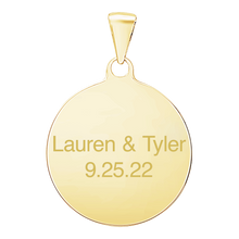 Load image into Gallery viewer, 14K Yellow Gold Round Disc Charm With Optional Engraving (.025" thickness)
