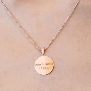 14K Pink Gold Round Disc Charm With Optional Engraving (.025" thickness)