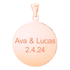 Sterling Silver 18K Rose Gold Finish Round Disc Charm With Optional Engraving (.030" thickness)