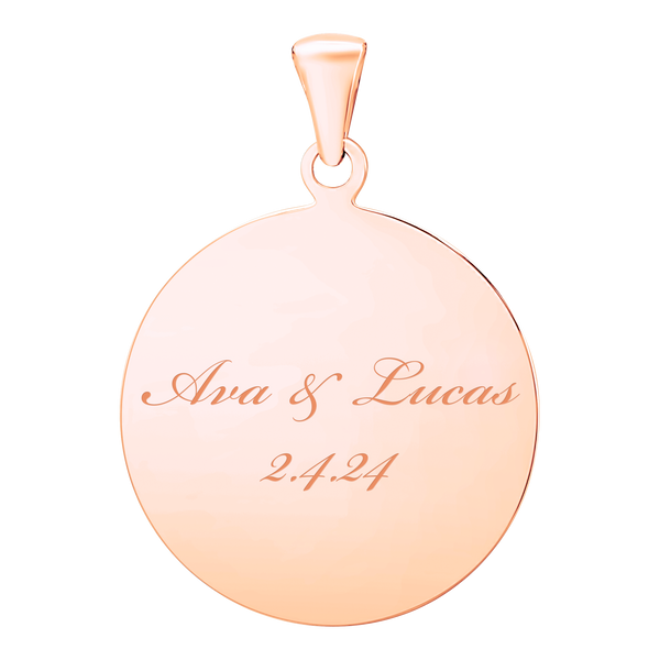 Sterling Silver 18K Rose Gold Finish Round Disc Charm With Optional Engraving (.030" thickness)