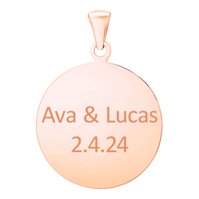 Load image into Gallery viewer, 14K Pink Gold Round Disc Charm With Optional Engraving (.025&quot; thickness)
