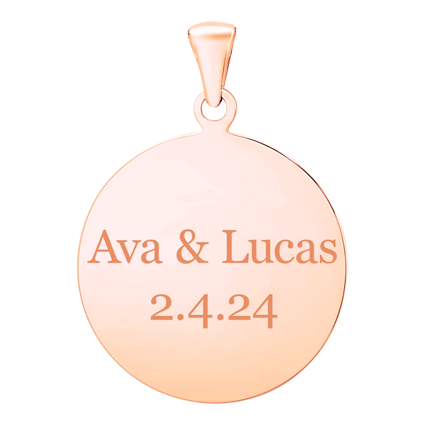 Sterling Silver 18K Rose Gold Finish Round Disc Charm With Optional Engraving (.030" thickness)