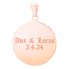 Sterling Silver 18K Rose Gold Finish Round Disc Charm With Optional Engraving (.030" thickness)