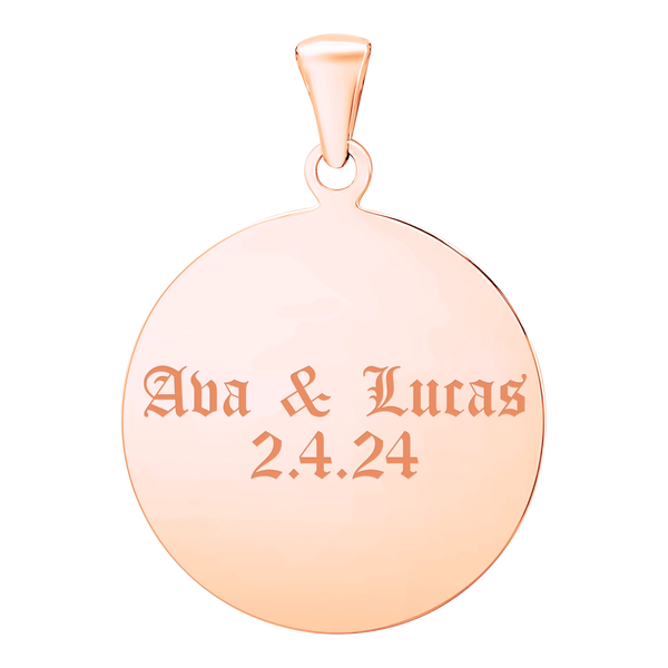 Sterling Silver 18K Rose Gold Finish Round Disc Charm With Optional Engraving (.030" thickness)