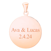 Sterling Silver 18K Rose Gold Finish Round Disc Charm With Optional Engraving (.030" thickness)
