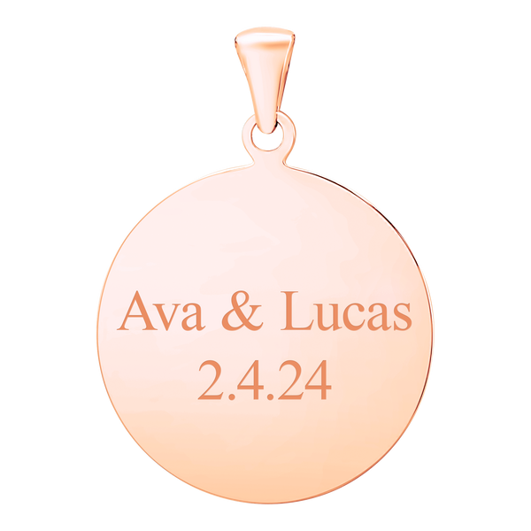 Sterling Silver 18K Rose Gold Finish Round Disc Charm With Optional Engraving (.030" thickness)