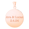 Sterling Silver 18K Rose Gold Finish Round Disc Charm With Optional Engraving (.030" thickness)