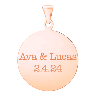 Sterling Silver 18K Rose Gold Finish Round Disc Charm With Optional Engraving (.030" thickness)