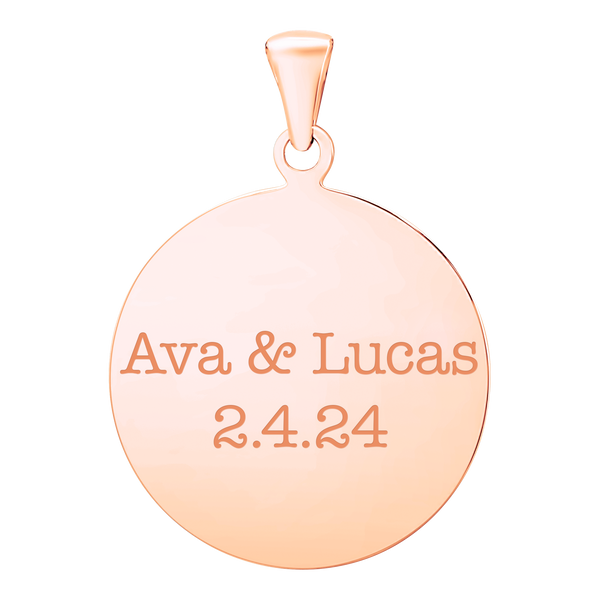 Sterling Silver 18K Rose Gold Finish Round Disc Charm With Optional Engraving (.030" thickness)