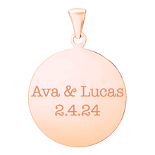 Load image into Gallery viewer, 14K Pink Gold Round Disc Charm With Optional Engraving (.025&quot; thickness)
