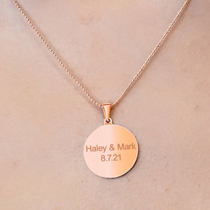 14K Pink Gold Round Disc Charm With Optional Engraving (.025" thickness)