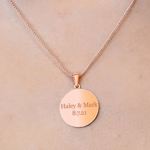 14K Pink Gold Round Disc Charm With Optional Engraving (.025" thickness)