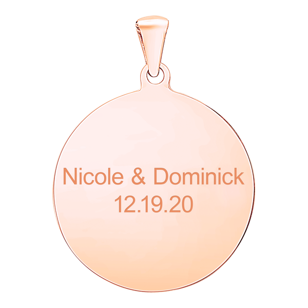 Sterling Silver 18K Rose Gold Finish Round Disc Charm With Optional Engraving (.030" thickness)