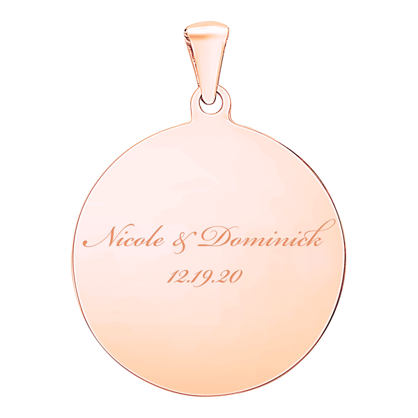 Sterling Silver 18K Rose Gold Finish Round Disc Charm With Optional Engraving (.030" thickness)