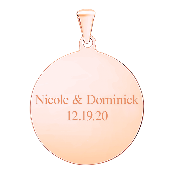 Sterling Silver 18K Rose Gold Finish Round Disc Charm With Optional Engraving (.030" thickness)