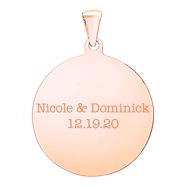 Sterling Silver 18K Rose Gold Finish Round Disc Charm With Optional Engraving (.030" thickness)