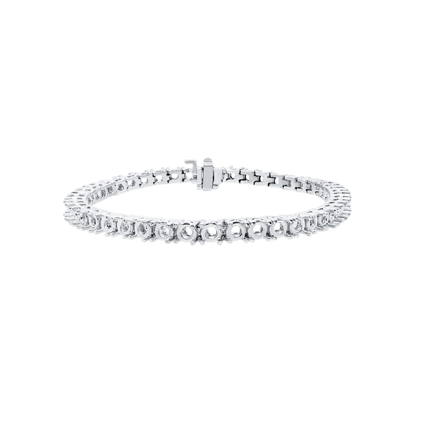 4 Prong Round Tennis Bracelet Mounting in 14K Gold (.15 ct / 3.4 mm)