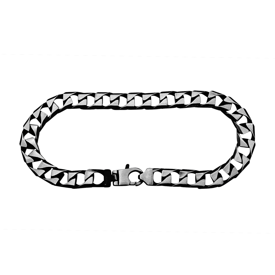 Square Curb Bracelet in Sterling Silver Black Ruthenium Finish