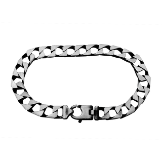 Square Curb Bracelet in Sterling Silver Black Ruthenium Finish