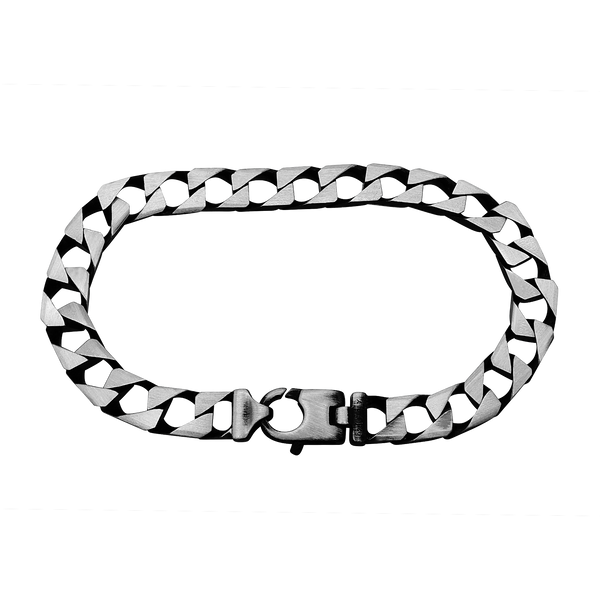 Square Curb Bracelet in Sterling Silver Black Ruthenium Finish