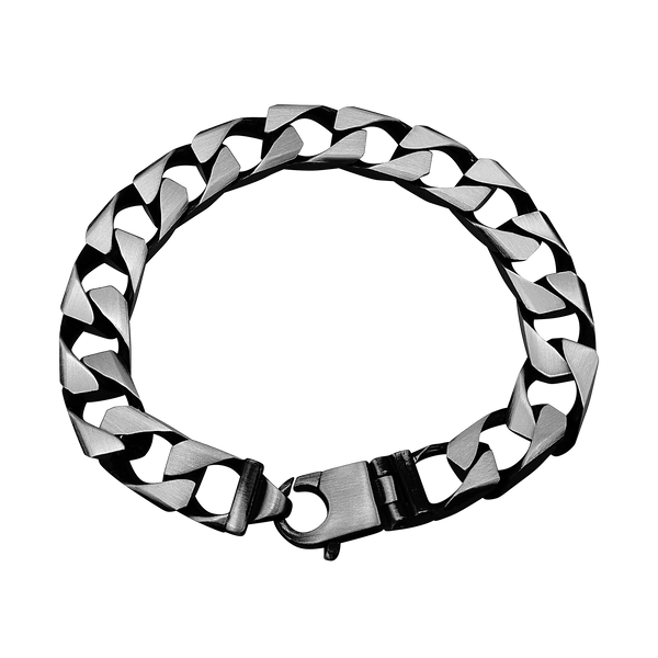 Square Curb Bracelet in Sterling Silver Black Ruthenium Finish
