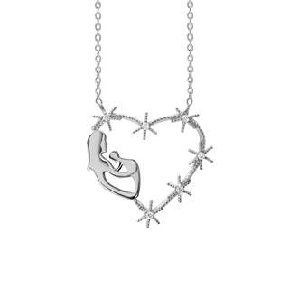Mother & Baby Heart Necklace in Sterling Silver (23 x 23 mm)