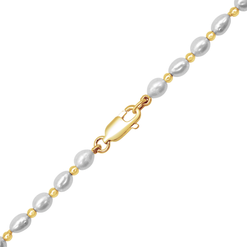 Organic Freshwater Pearl Beaded Necklace in 14K Yellow Gold