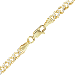 Bowery Curb Bracelet with Pave Set Diamonds in 14K Yellow Gold