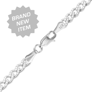 Bowery Curb Bracelet with Pave Set Diamonds in 14K White Gold