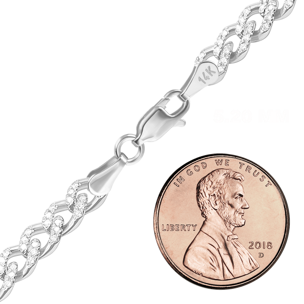 Bowery Curb Bracelet with Pave Set Natural Diamonds in 14K White Gold