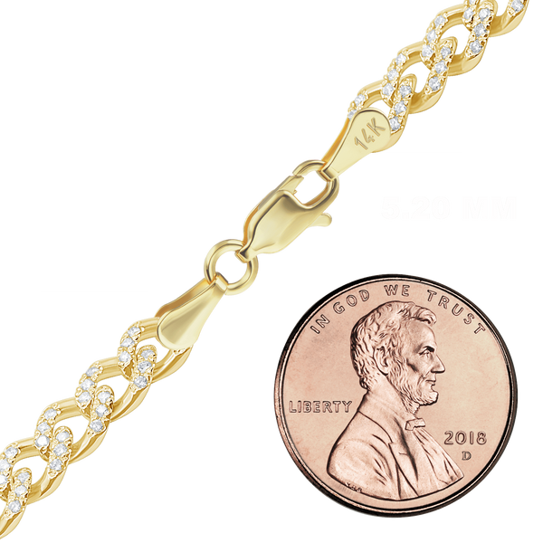 Bowery Curb Bracelet with Pave Set Lab Grown Diamonds in 14K Yellow Gold