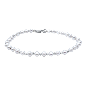 Organic Freshwater Pearl Beaded Bracelet in Sterling Silver