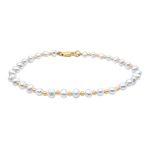 Organic Freshwater Pearl Beaded Bracelet in Gold-Filled