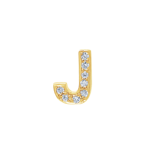 Small Initial Charm with Diamonds Finding in 14K Gold