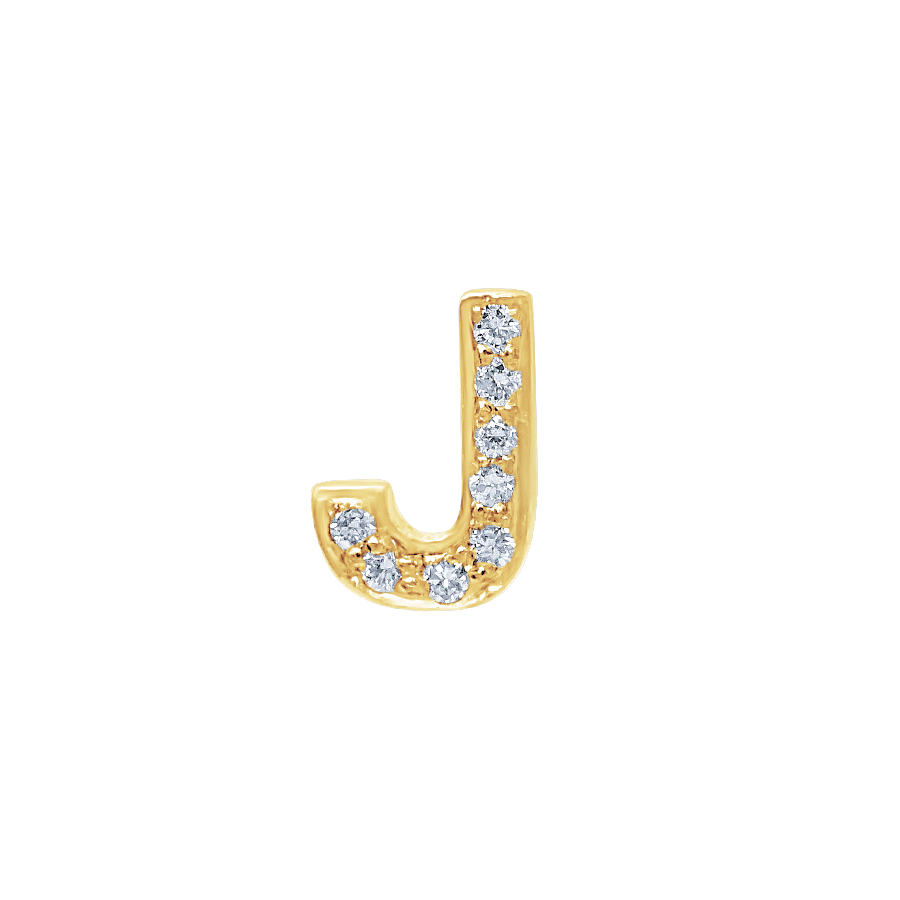 Small Initial Charm with Natural Diamonds Finding in 14K Gold