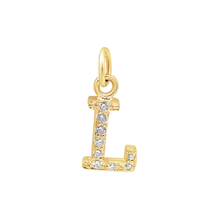 Large Initial Charm with Lab Grown Diamonds in 14K Gold