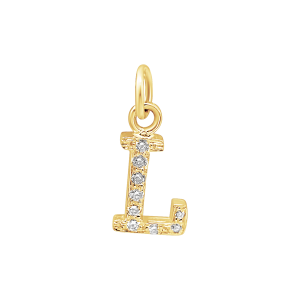 Large Initial Charm with Lab Grown Diamonds in 14K Gold