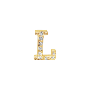 Large Initial Charm with Lab Grown Diamonds Finding in 14K Gold