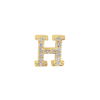 Large Initial Charm with Natural Diamonds Finding in 14K Gold