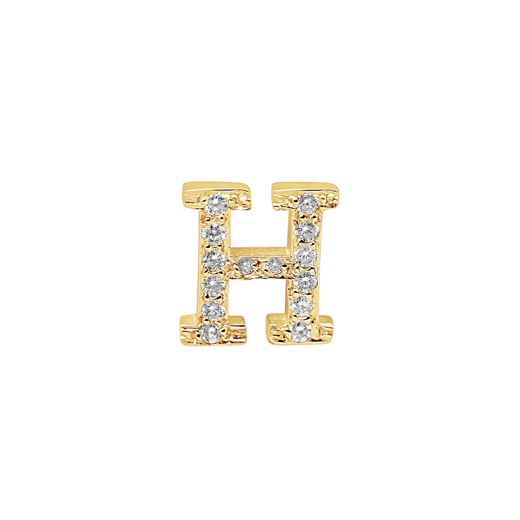 Large Initial Charm with Lab Grown Diamonds Finding in 14K Gold