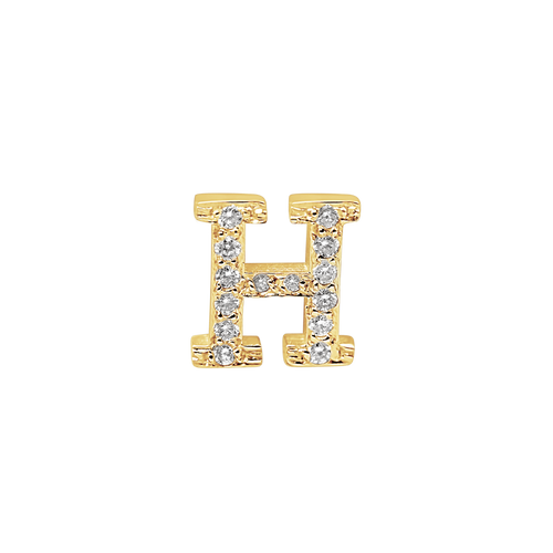 Large Initial Charm with Lab Grown Diamonds Finding in 14K Gold