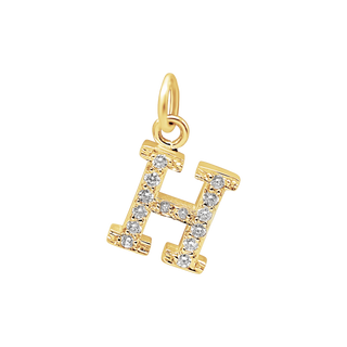 Large Initial Charm with Lab Grown Diamonds in 14K Gold