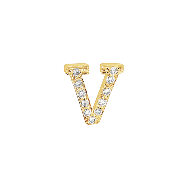 Large Initial Charm with Natural Diamonds Finding in 14K Gold