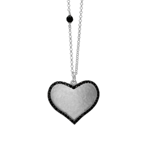 Accented Heart Disc Necklace in Sterling Silver (25 x 25 mm)