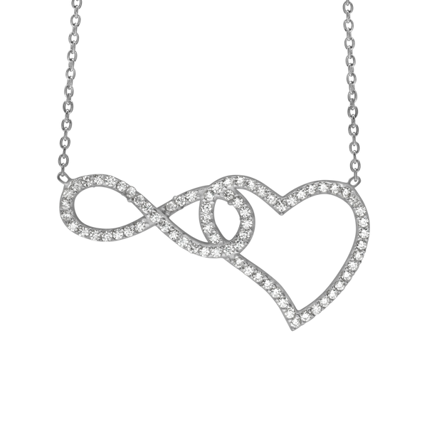 Infinity & Heart Necklace in Sterling Silver (32 x 16 mm)
