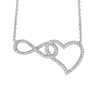 Infinity & Heart Necklace in Sterling Silver (32 x 16 mm)