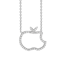 Load image into Gallery viewer, Big Apple Outline Necklace in Sterling Silver (16 x 16 mm)
